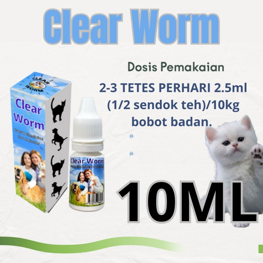 Clear Worm Asli Original Obat Cacing Kucing Anak Kitten Ampuh Murah Tablet Ori Clear Worm Untuk Cats Dewasa Kiten FEFARM