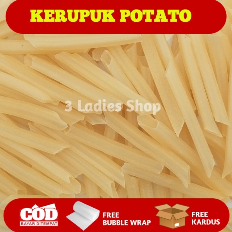 

Stik Kentang Potato / Kerupuk Potato Mentah / Kerupuk Stick Potato Kemasan 250 Gram