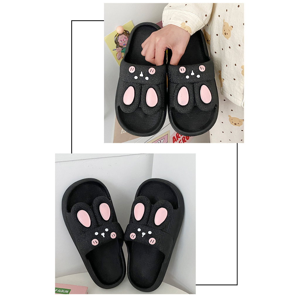 Sandal Slip On PVC Cute Rabbit Sendal Kelinci Rumah Nyaman Slipper Korea Soft Rubber Non Slip Flip Flop EVA Rumah Sendal Wanita Kekinian Selop Comfortable 8932