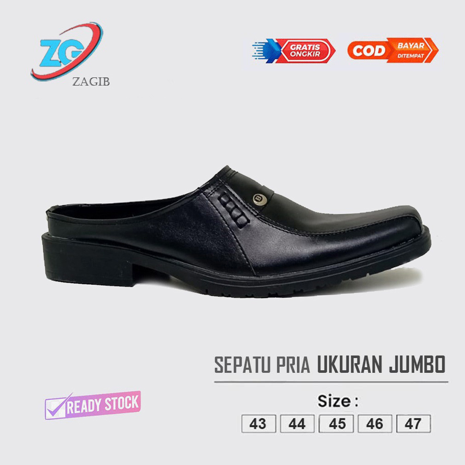 KULIT ASLI BLACK BARAKA-125 Sepatu Sandal Pria Big Size 43 44 45 46 47 Sendal Selop Bustong Pantofel