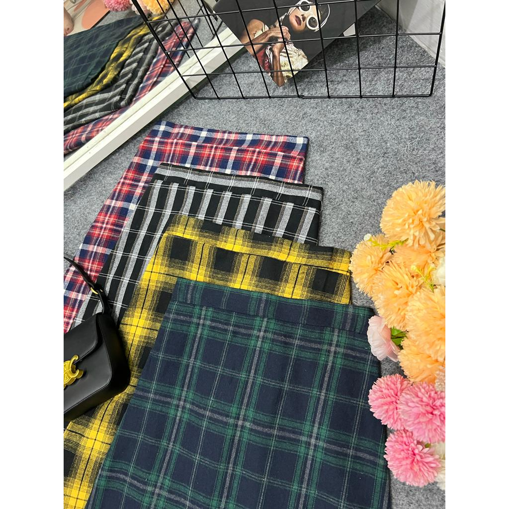 Halo_ Rok Kotak Wanita Skirt A Line Korean Style Rok Panjang Vintage