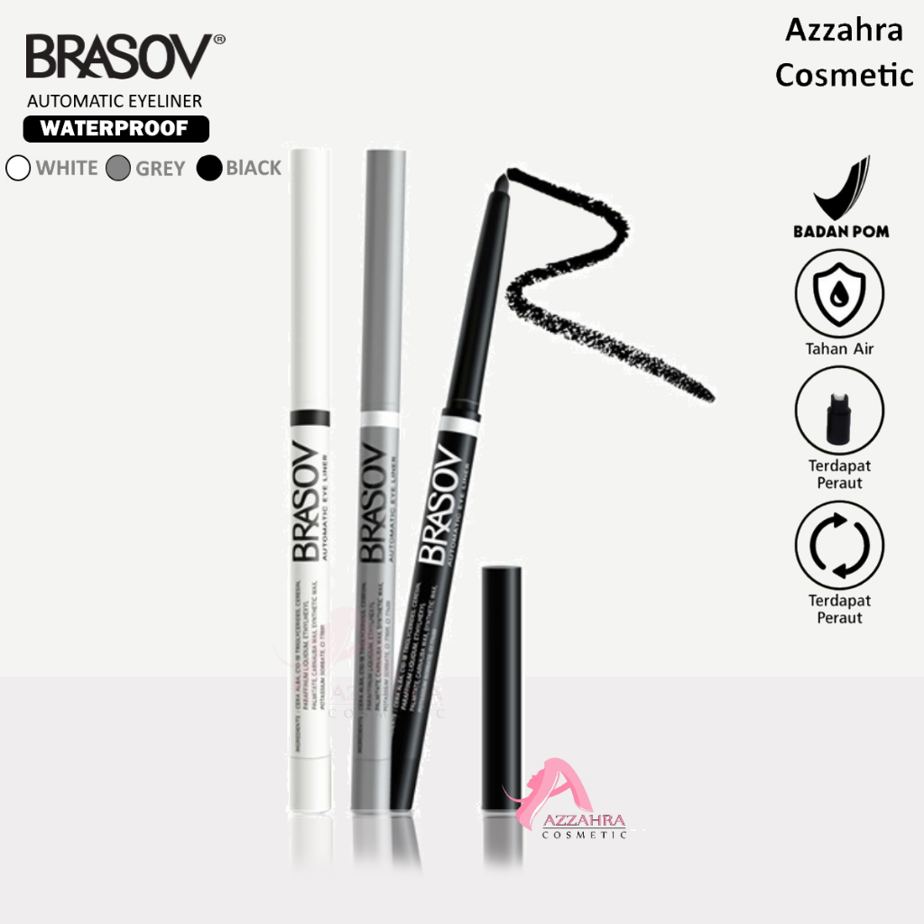BRASOV Pensil Automatic Eyeliner Tahan Air GREY| WHITE| BLACK0.35G