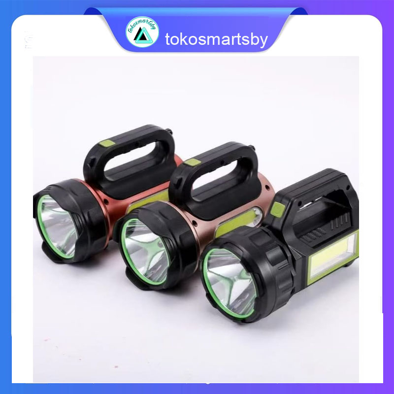 Senter LED Cas Super Terang Jarak Jauh + COB USB Rechargeable Anti Air