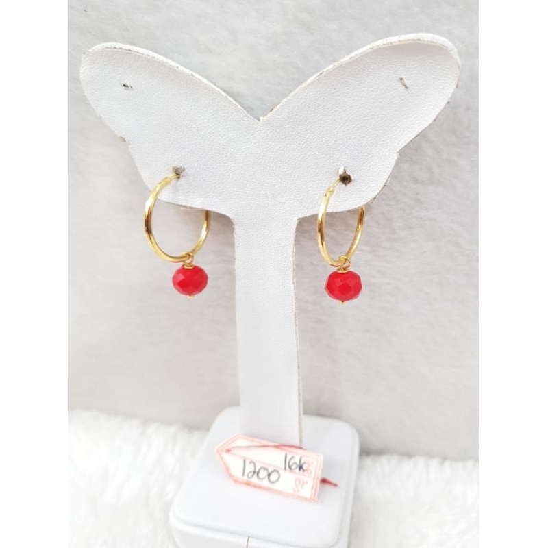 JR710D299D Anting jersey mata kristal merah emas kuning asli berat 1.200 sama mata 2.400 kadar 70% 1