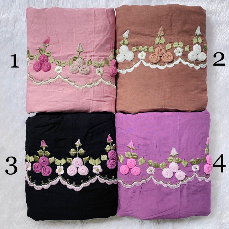 MUKENA BORDIR TILE TERUSAN KALUNG DEWASA RAYON