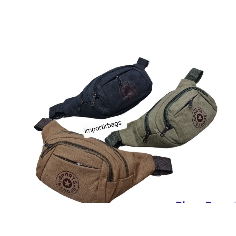 Tas pinggang pria / waistbag / weistbag waist bag selempang sling bag kanvas import