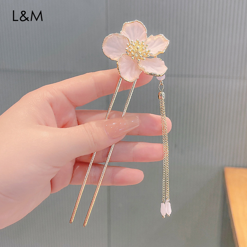FLOWER HAIR PINS STICK BUNGA BESI GOLD TUSUK KONDE STIK SANGGUL RAMBUT MUTIARA KOREAN METAL CHINESE 