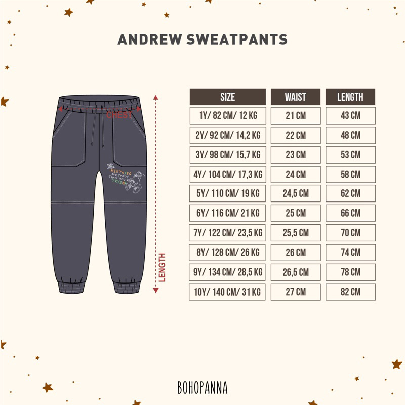 BOHOPANNA ANDREW SWEATPANTS / BOHOPANNA DUAL JOGER PANTS / Celana anak