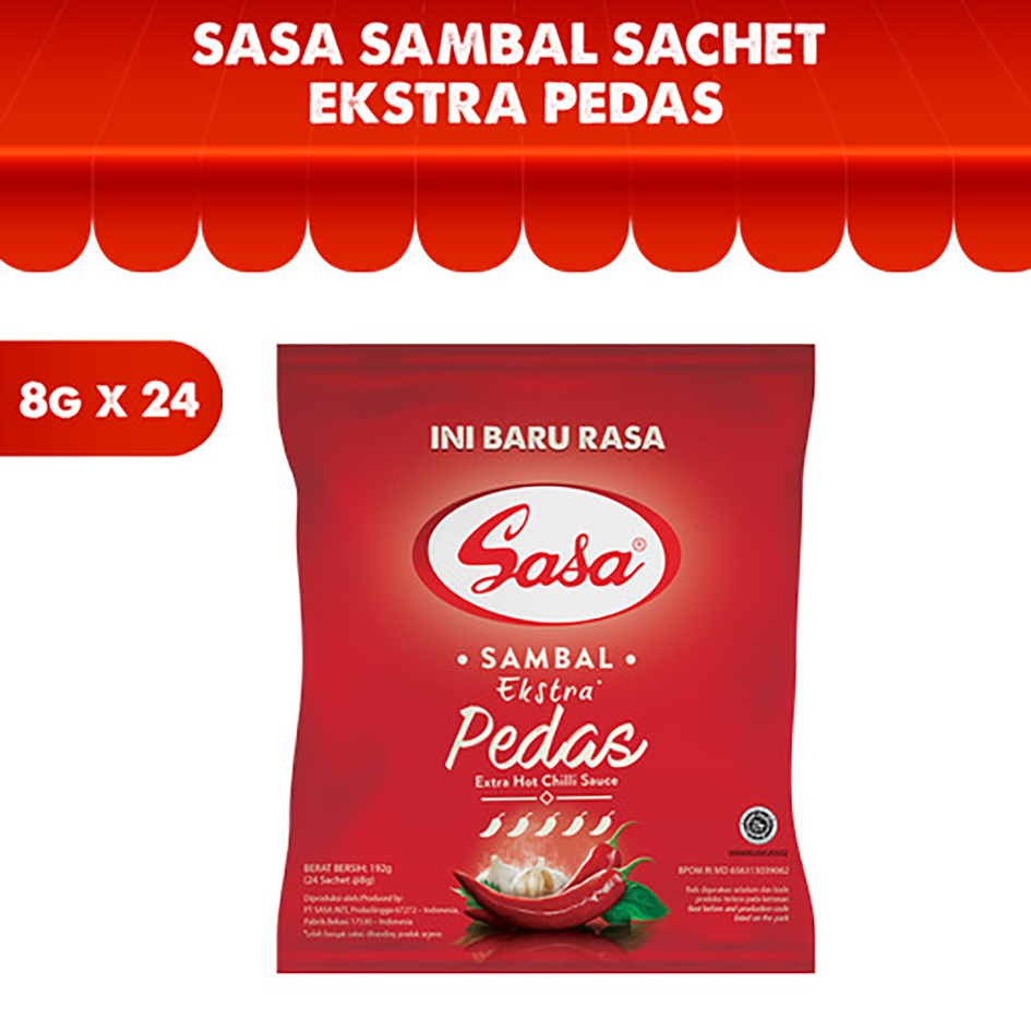 

Sasa Saus Sambal Ektra Pedas 8gr (24x8gr)