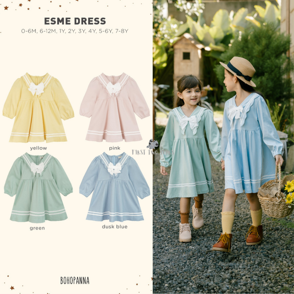 Bohopanna - Esme Dress / Dress Lengan Panjang Anak Perempuan