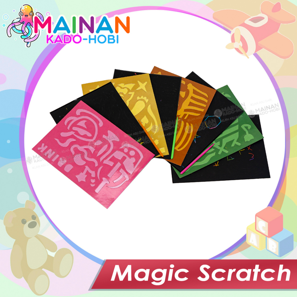 HADIAH MAINAN ANAK EDUKASI MAGIC RAINBOW SCRATCH DAN SUSUN PUZZLE KARAKTER