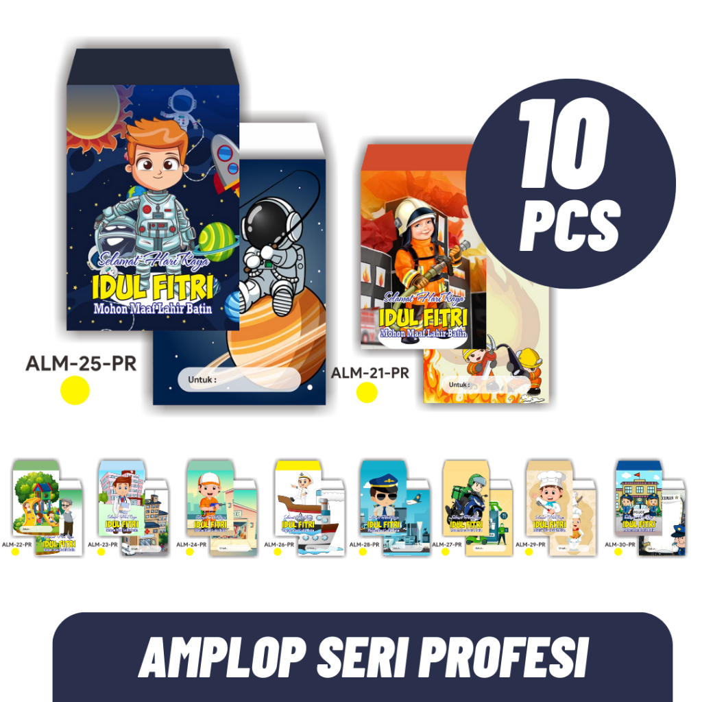 

10 PCS AMPLOP LEBARAN MEDIUM TEMA ANEKA PROFESI