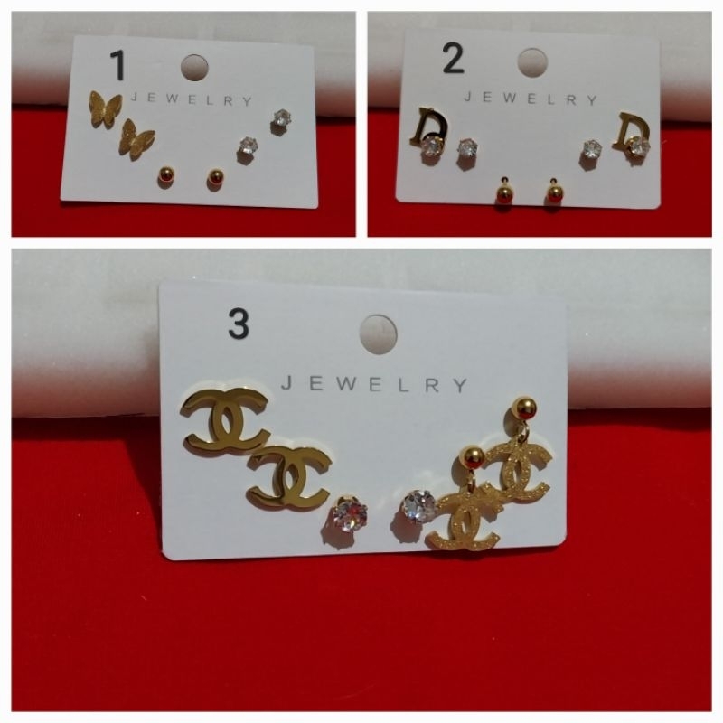 Anting Titanium Set (isi 3 set) Untuk Wanita