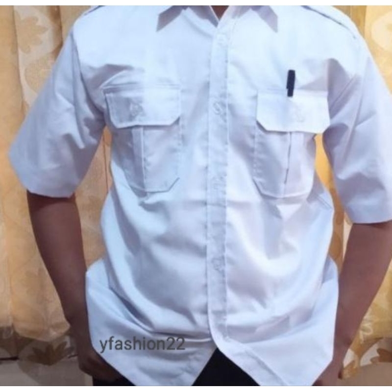 Seragam Putih PNS Lengan Pendek Baju Dinas PNS Baju PNS pria Baju Kerja Lapangan Serangan PDL Pria