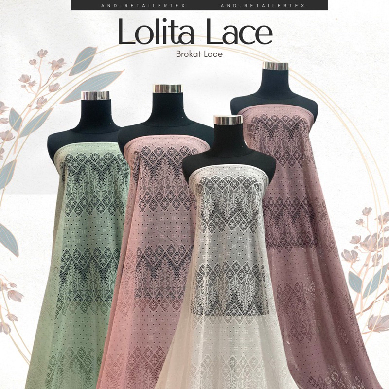 Bahan Kain Brokat Lace vintage Lolita Warna Dusty Purple