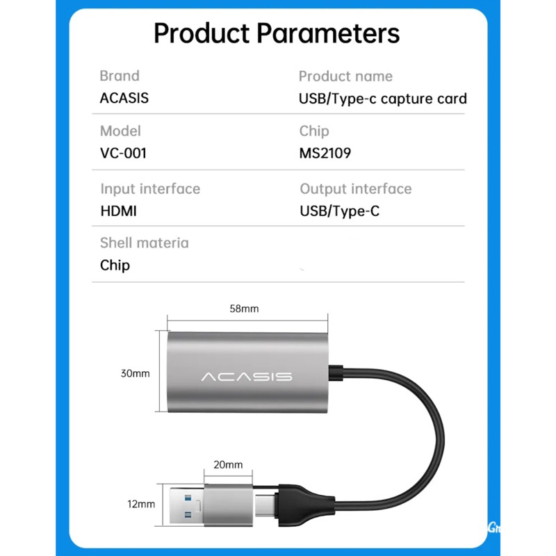 acasis video capture hdmi dual usb