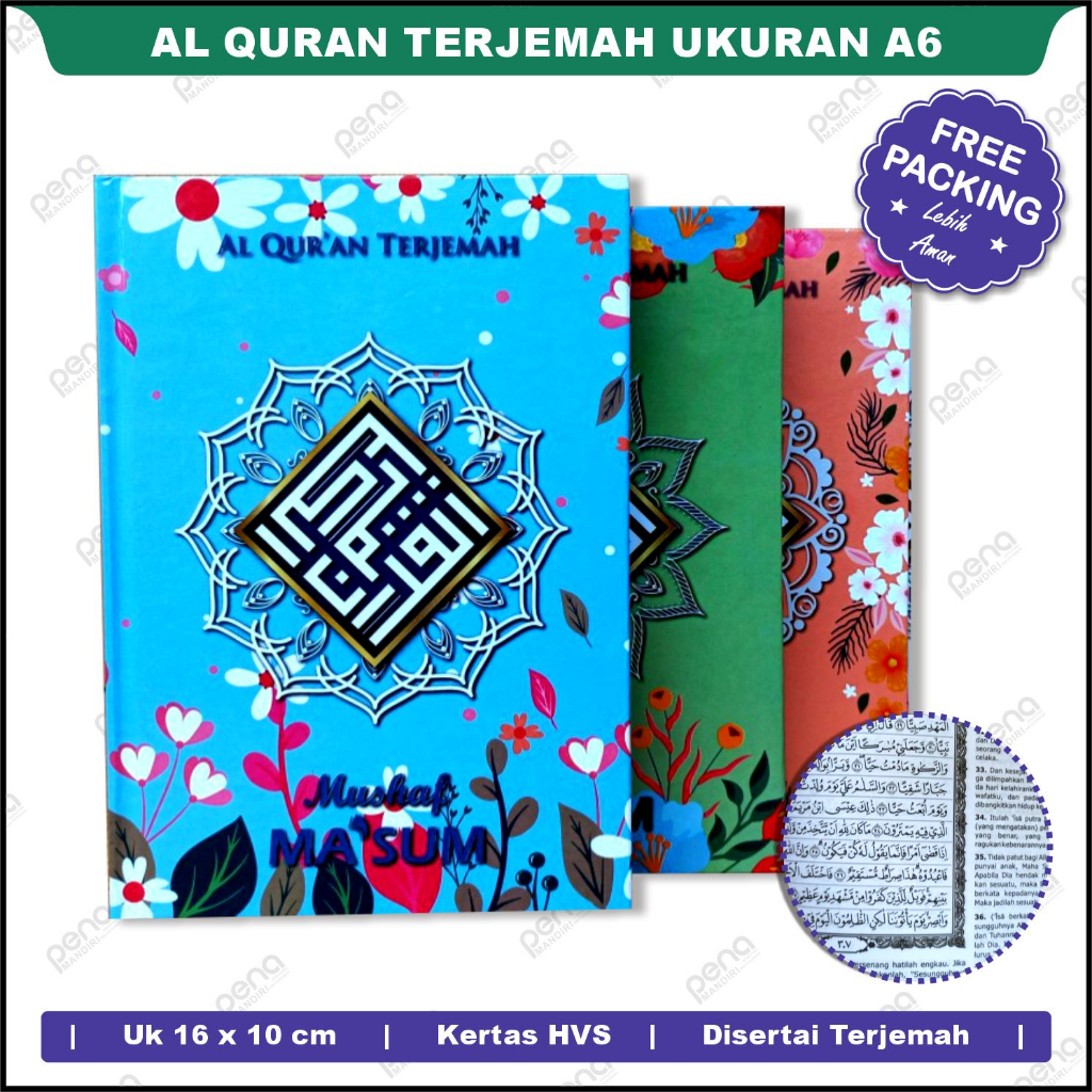 al qur'an terjemah muslimah ma'sum A6 10x16 cm - Quran Masum