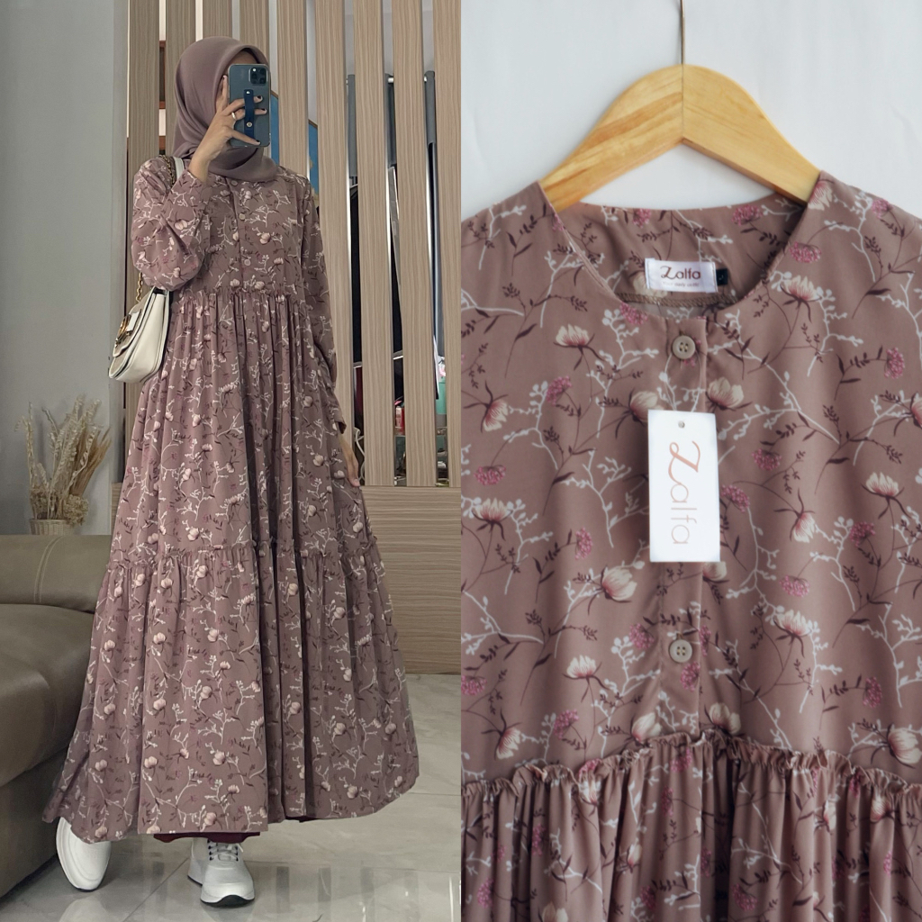 RAFELA SHANTEL dress by ZALFA OUTFIT/ dress motif bunga