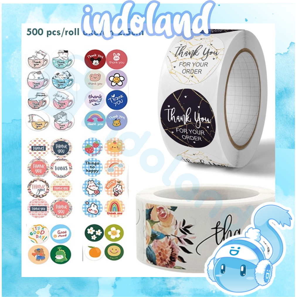 ☀ INDOLAND ☀ 500 Pcs Stiker Label Thank You 2.5cm S058