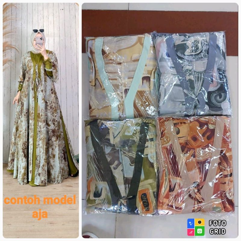 gamis ceruty rompi motif