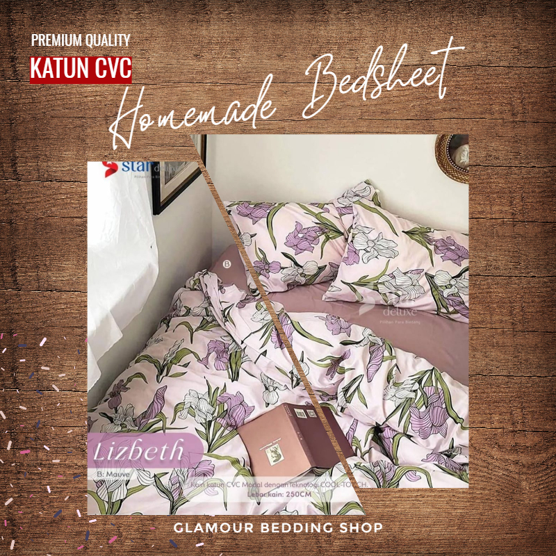 Sprei KING 200x180 Kain Katun CVC Katun Lokal Homemade Sprei Motif By STAR Deluxe