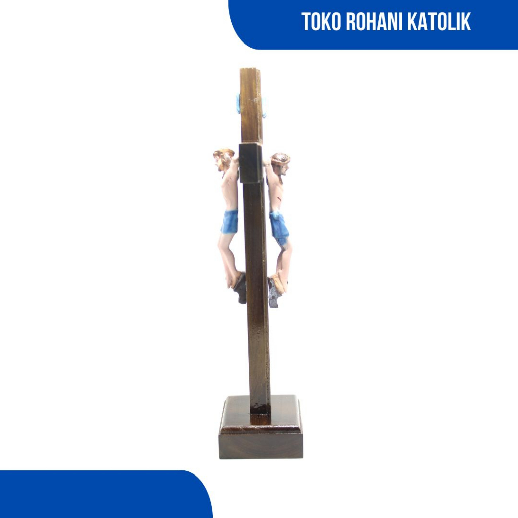 SALIB DUDU KATOLIK 30 CM (BOLAK-BALIK/ 2 SISI) / SALIB MEJA KATOLIK 2 SISI / SALIB YESUS