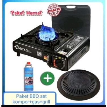 Paket Kompor Portabel BBQ-Set Kompor BBQ+Grill Fan+Kompor+Gas