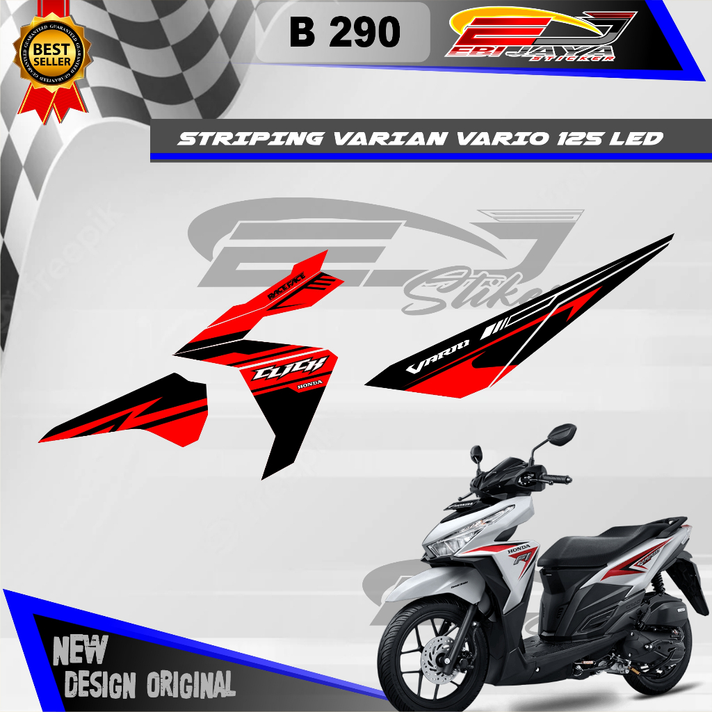 STIKER DECAL VARIO 125 LED SIMPEL / DECAL VARIO 125 LED GRAFIK RACE / STIKER KERETA VARIO 125 LED B2
