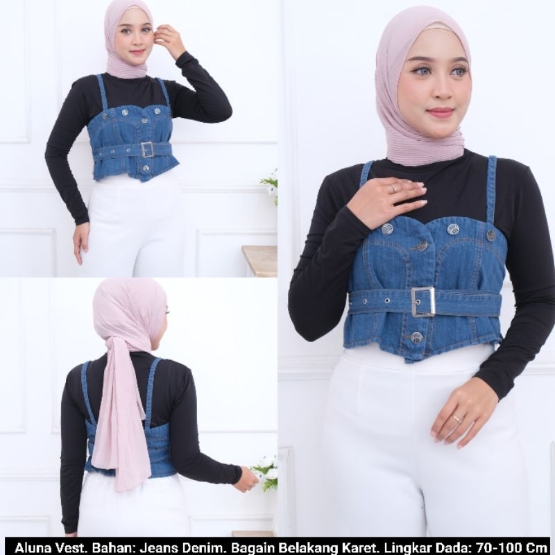 Aluna Vest Jeans Denim Rompi Jeans