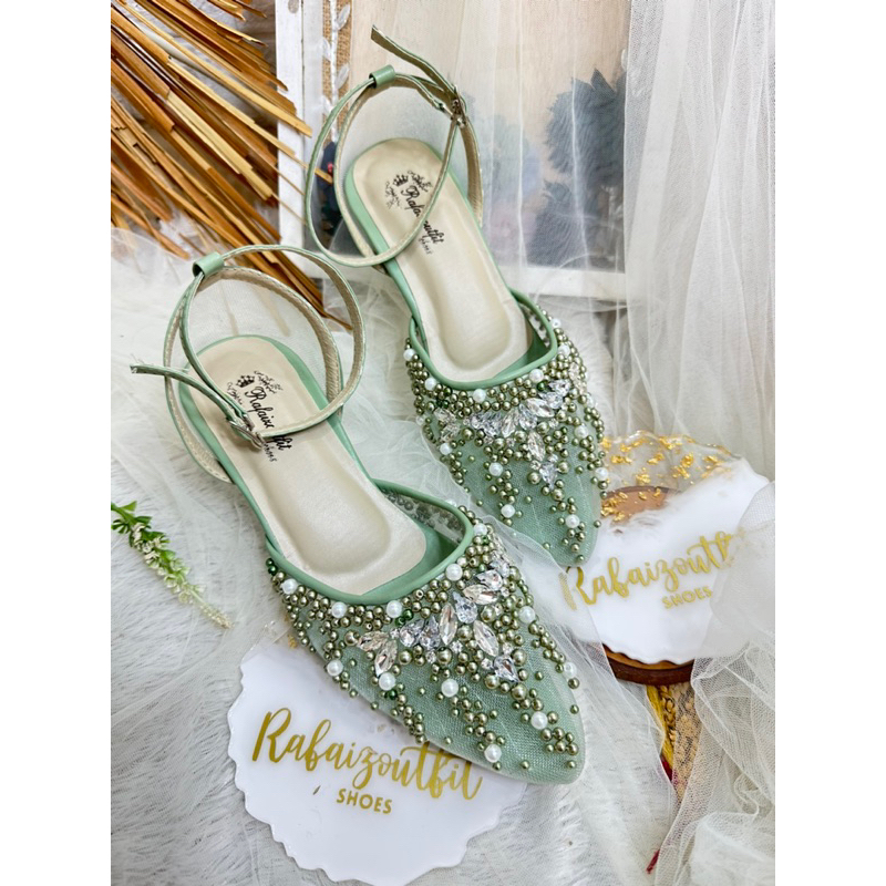 sepatu heels wedding elyin sage green 5cm stiletto