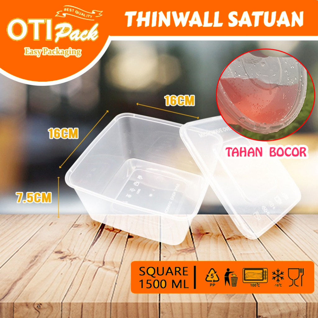 SATUAN Thinwall Kotak 1500ML/ Kotak Makan/ Food Container/ Tempat Makan/ Teampat Bekal OTKS1500