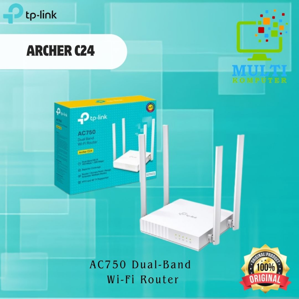 TPLink Archer C24 AC750 750 750mbps 5ghz + 2.4ghz Wi-Fi Router TP-Link