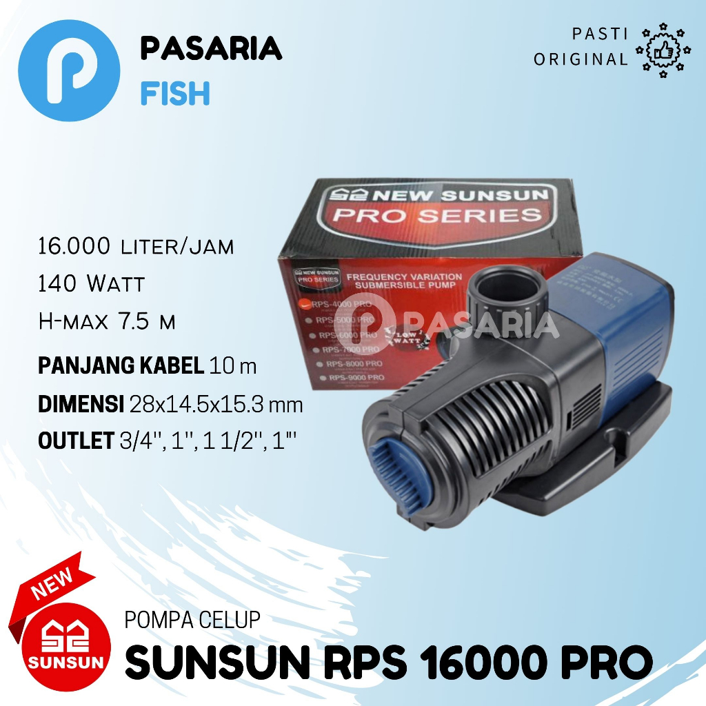 NEW SUNSUN RPS16000/RPS 16000 PRO Pompa Celup Kolam Air Ikan Submersible Pump