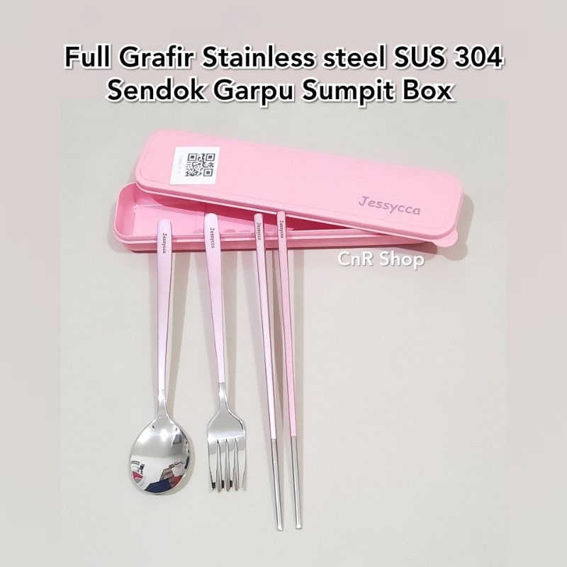 FULL GRAFIR CUSTOM SENDOK GARPU SUMPIT STAINLESS BOX HAMPERS KADO SOUVENIR GROSIR