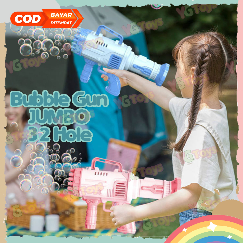 YGtoys Mainan Bubble Gun Bazoka JUMBO 32 Hole Rocket Launcher BESAR Gelembung Sabun Tembakan Balon Gatling Anak Elektrik Edukasi Edukatif