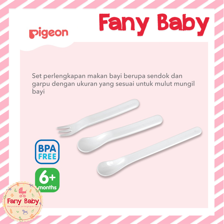 PIGEON BABY FIRST SPOON AND FORK SET 3IN1/ SENDOK GARPU BAYI