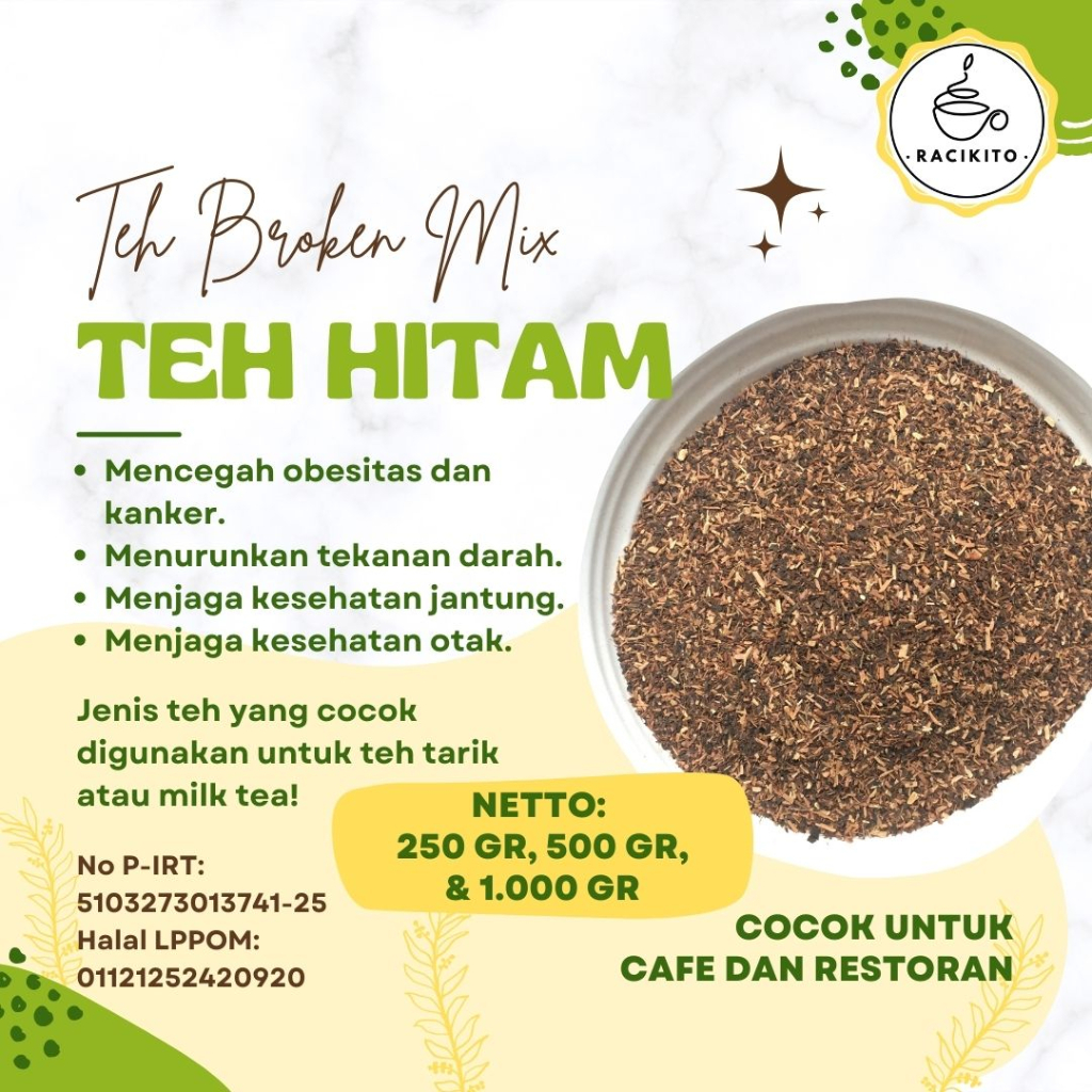 

RACIKITO Teh Hitam Teh Broken Mix Teh Sehat Teh Murah Kiloan 250 gr 500 gr 1.000 gr