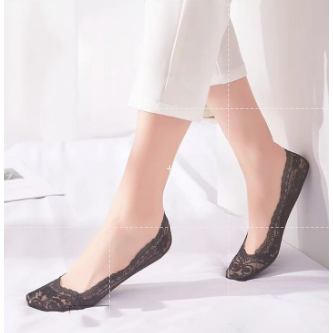 Women Non Slip Thin Lace Ankle Socks 8005