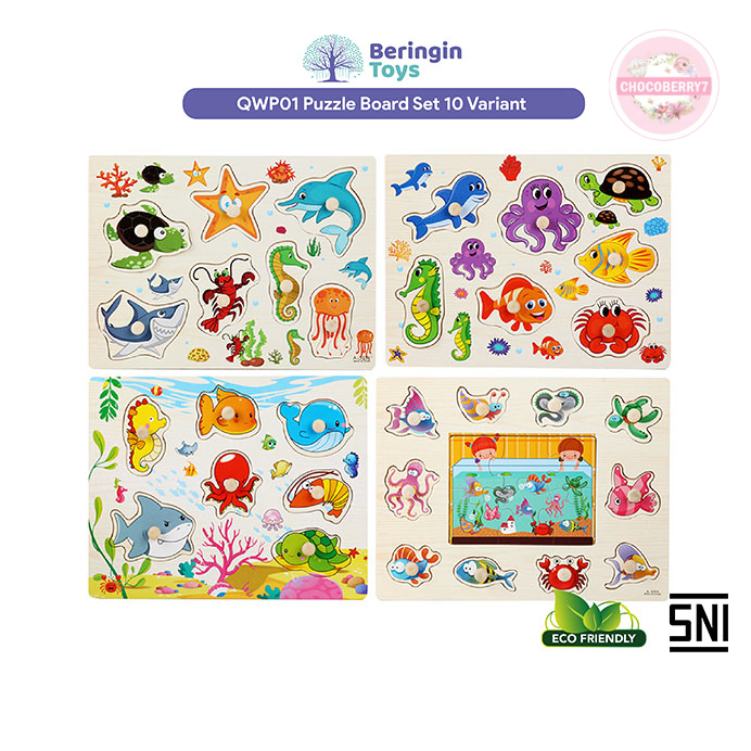 Beringin Toys Mainan Edukasi QWP01- Puzzle Board Set / Mainan Edukasi Anak Puzzle Kayu / Board Game / Puzzle