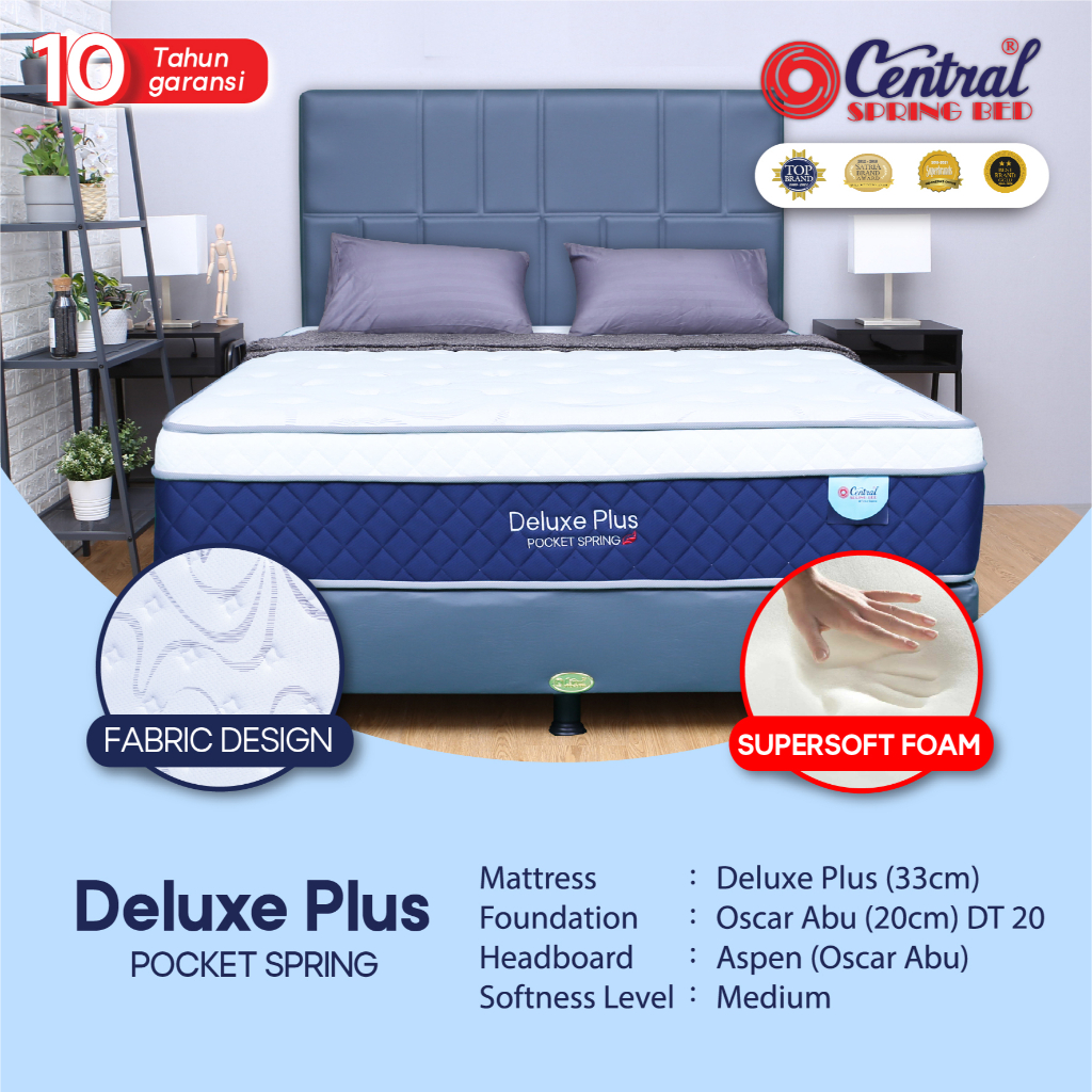 Spring Bed Central Deluxe Plus/Matras Central Deluxe Plus Pocket/Kasur Murah Bergaransi