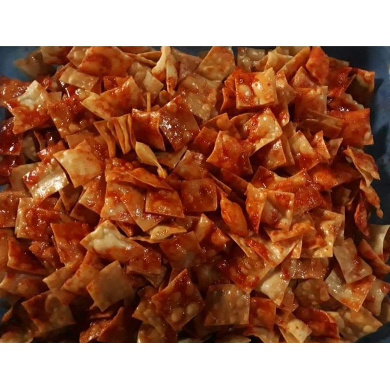 

pangsit goreng balado/ kripik pangsit balado pedas