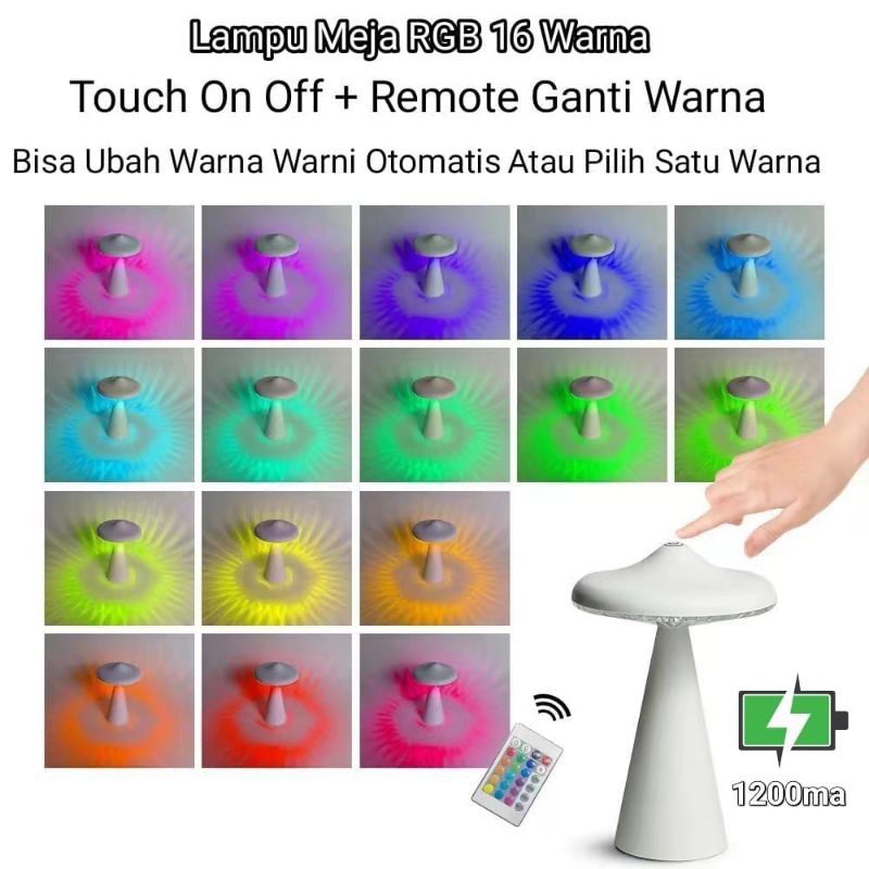 [ PPLUS ] Lmapu Meja model UFO RGB + REMOTE 16 Warna Charger