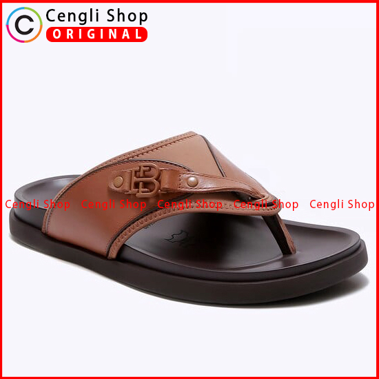 EM26 SANDAL JEPIT EVERBEST PRIA ORIGINAL FLIP FLOP CASUAL KULIT BRANDED COKLAT BROWN