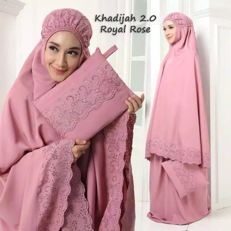 Mukena Mukenah Siti Khadijah Dewasa Katun Bordir Mewah Size Jumbo Original Premium Terbaru - Pastele