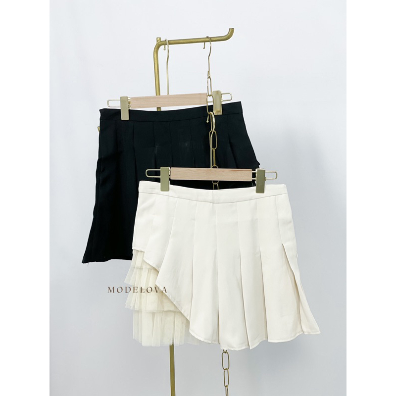 MDLV ~ 5560# Aldora Layered Pleated Mini Skirt Rok Korea Import