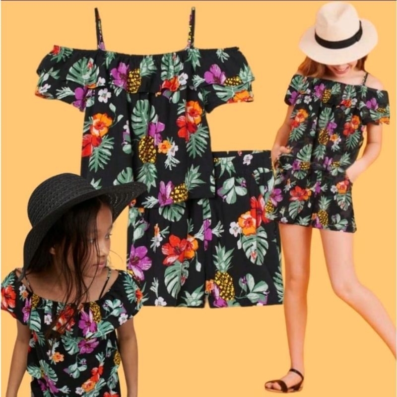 setelan hnm anak model sabrina (hitam flower)