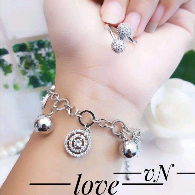 Gelang Xuping Set Cincin Perhiasan Wanita Dewasa Terbaru Warna Silver 0304a1