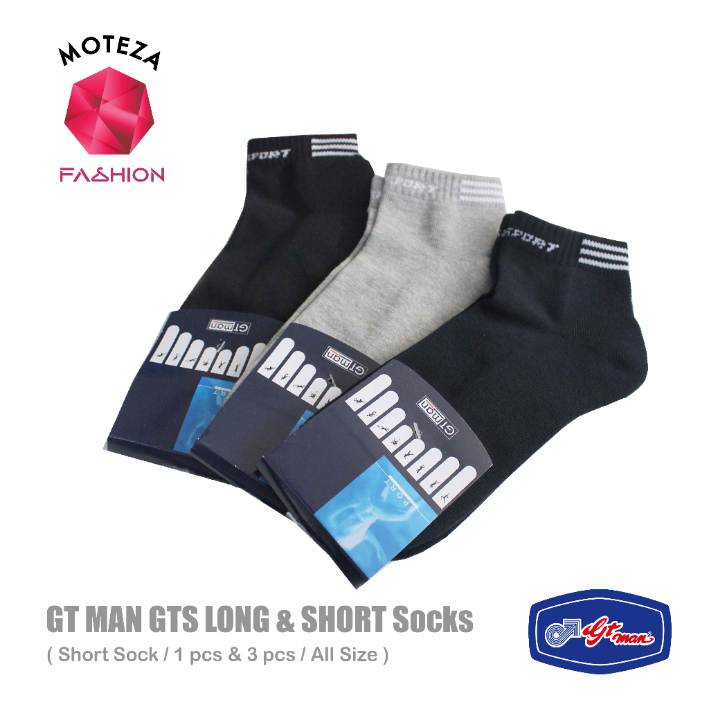 Moteza Kaos Kaki Pria / Short Socks - GT Man GTS Sport - Tebal Isi 1 &amp; Isi 3