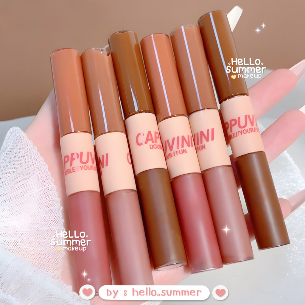 CAPPUVINI Double Your FUN Double Lip Mud &amp; Lip Jelly 2in1 Set Dual Ended Lipstick Ombrelips Longlasting