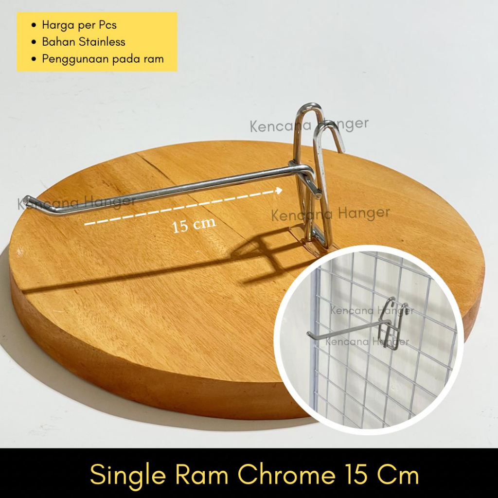 Gantungan Display Aksesoris RAM 15 CM Stainless Steel Chrome Cantolan / Hijang Hiasan / Wire Grid
